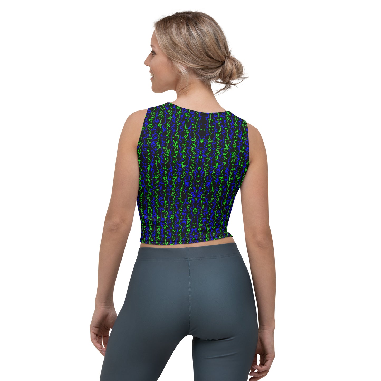 Color Noise Green & Blue & Black Crop Top