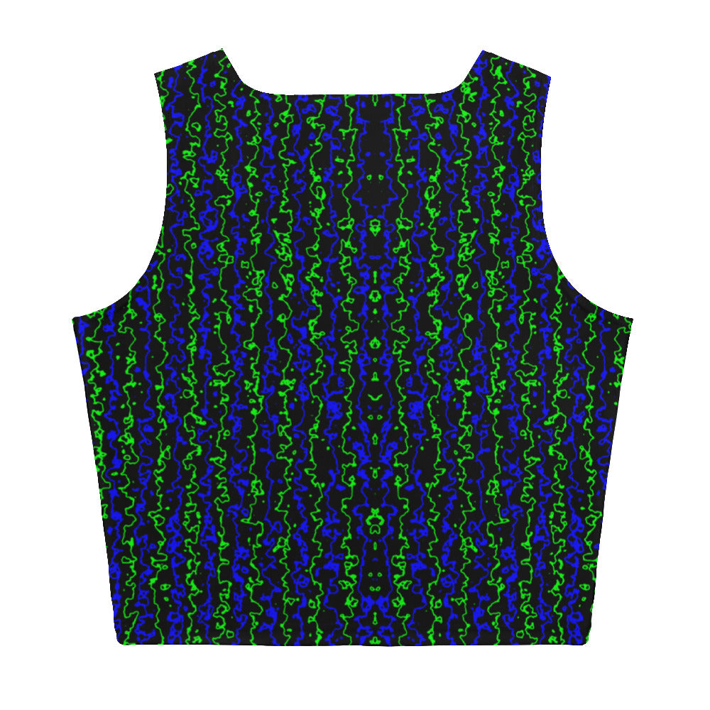 Color Noise Green & Blue & Black Crop Top