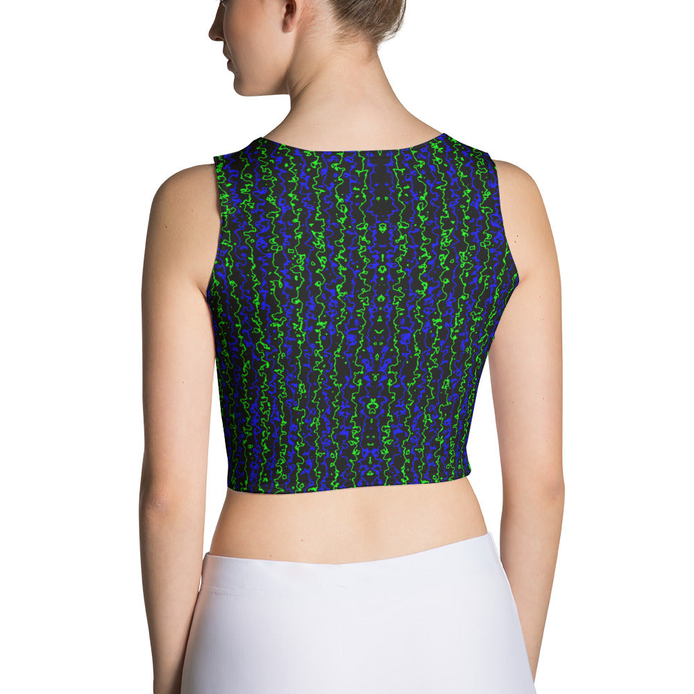 Color Noise Green & Blue & Black Crop Top