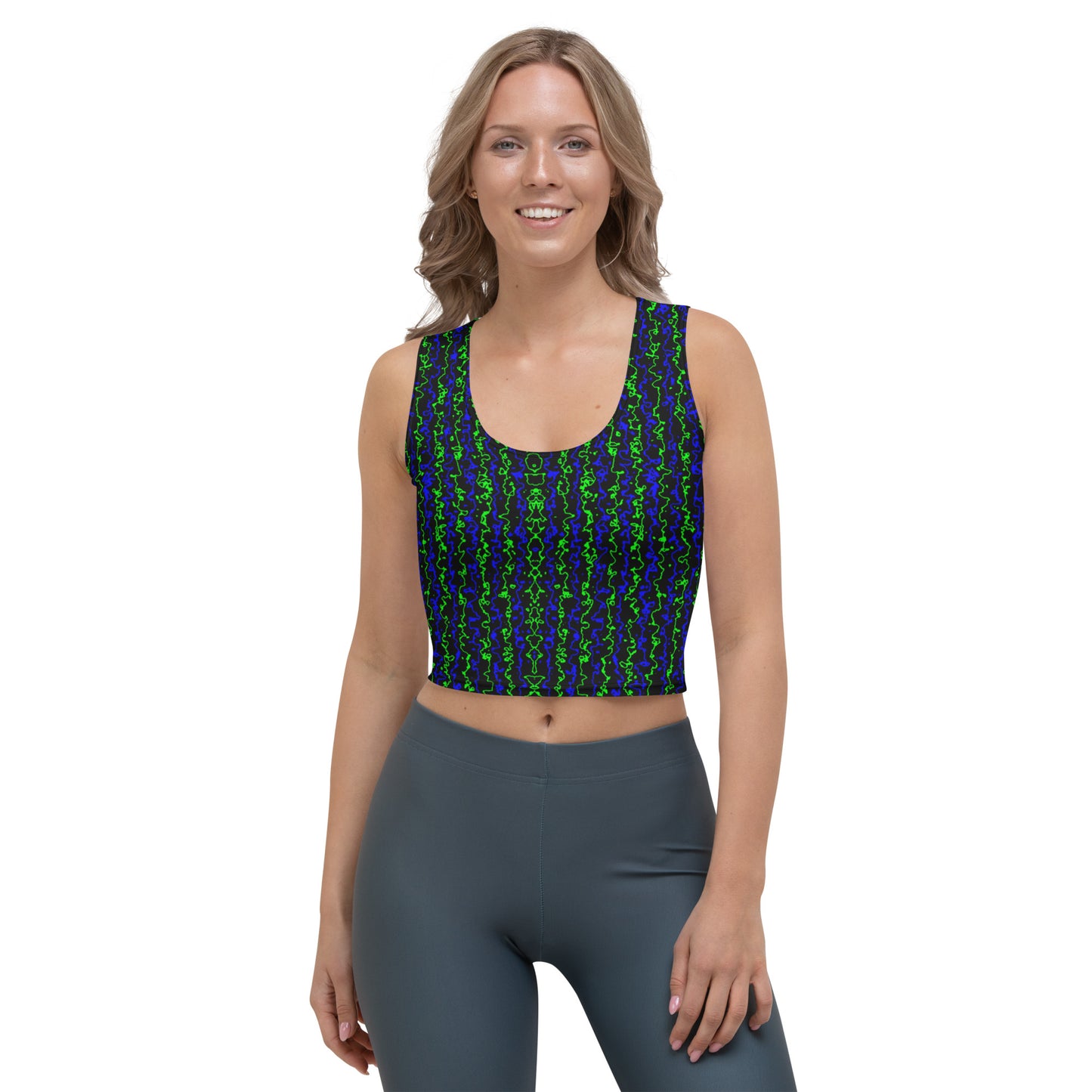Color Noise Green & Blue & Black Crop Top