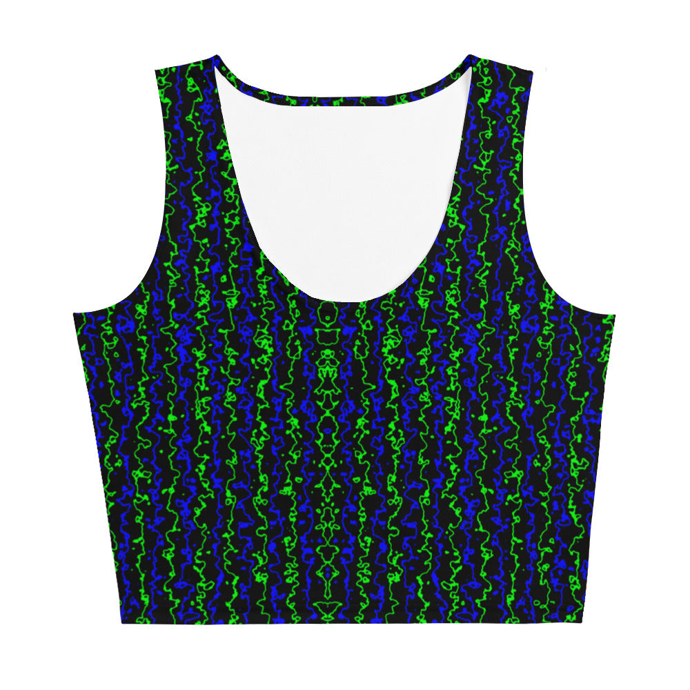 Color Noise Green & Blue & Black Crop Top