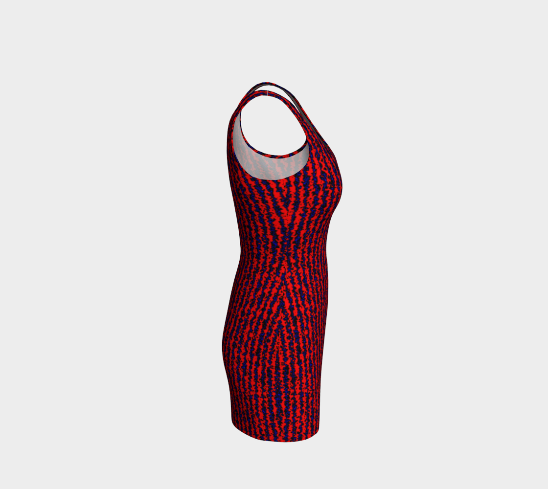 Color Noise Red Blue Black Body-Con Dress CAN