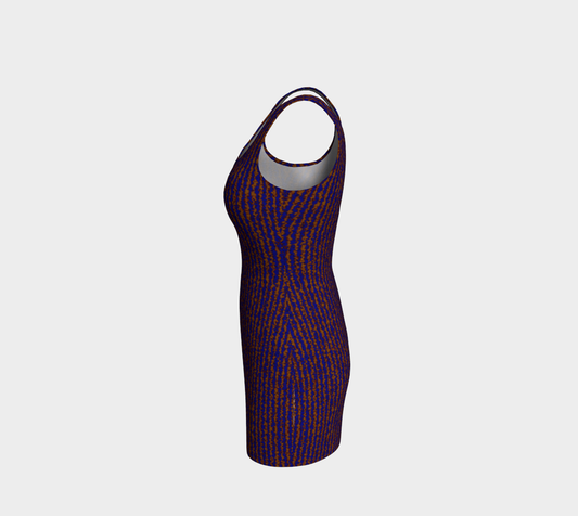Color Noise Dark Yellow Blue Body-Con Dress CAN