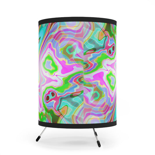 Abstract Tripod Lamp with High-Res Printed Shade