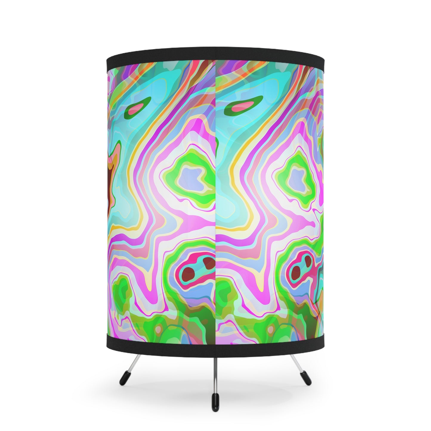 Abstract Tripod Lamp with High-Res Printed Shade