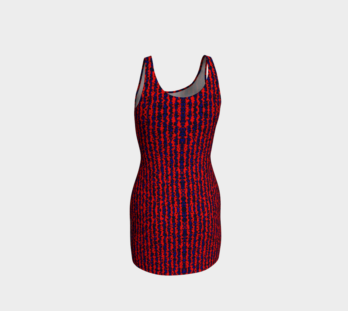 Color Noise Red Blue Black Body-Con Dress CAN