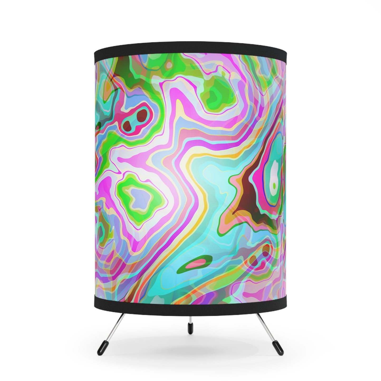 Abstract Tripod Lamp with High-Res Printed Shade