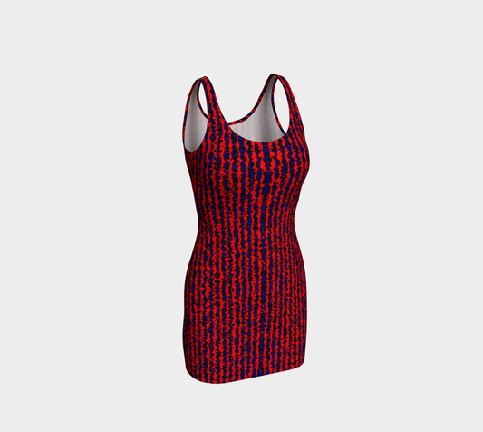 Color Noise Red Blue Black Body-Con Dress CAN