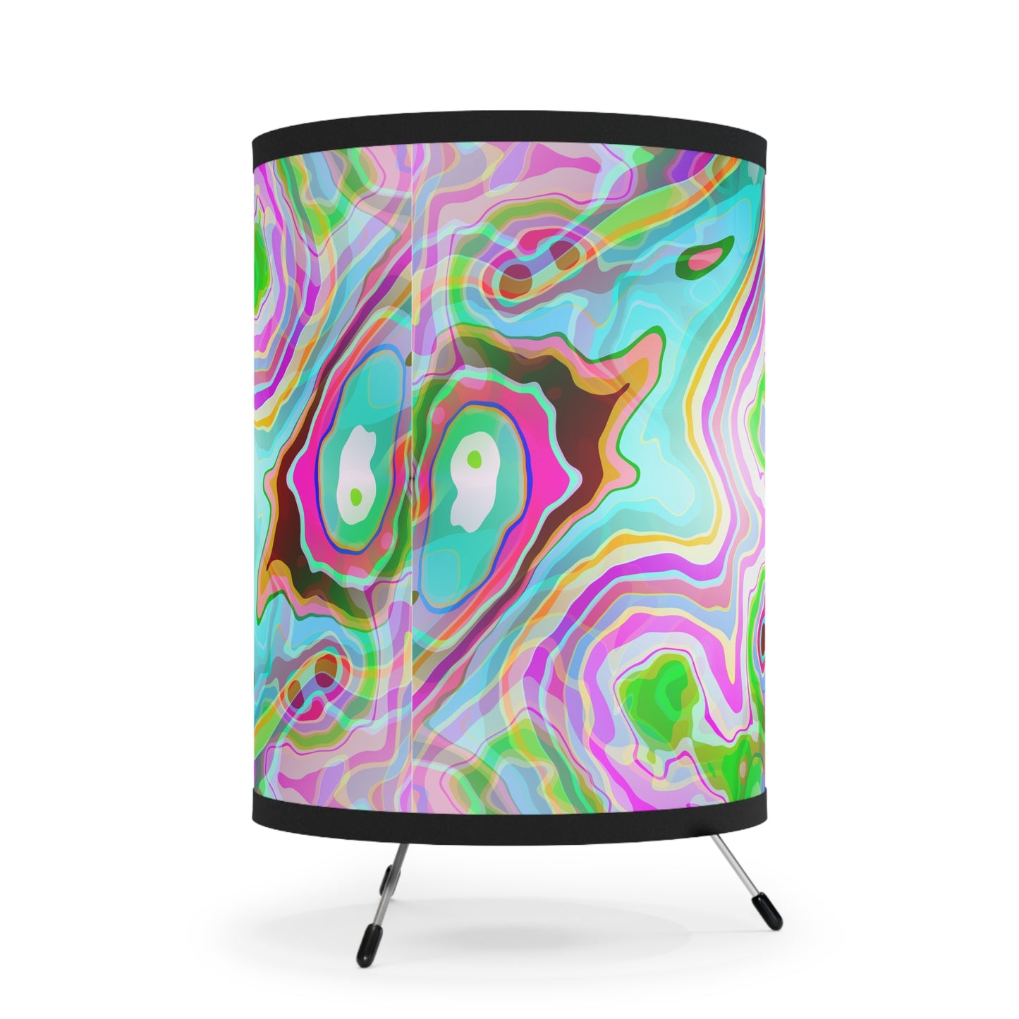 Abstract Tripod Lamp with High-Res Printed Shade