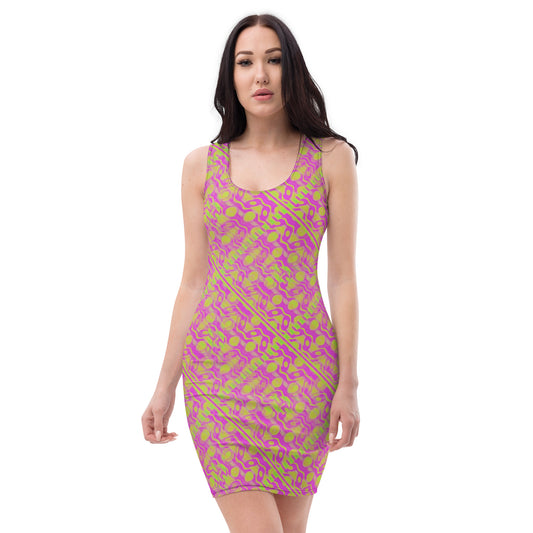 Retro Green Purple Bodycon dress