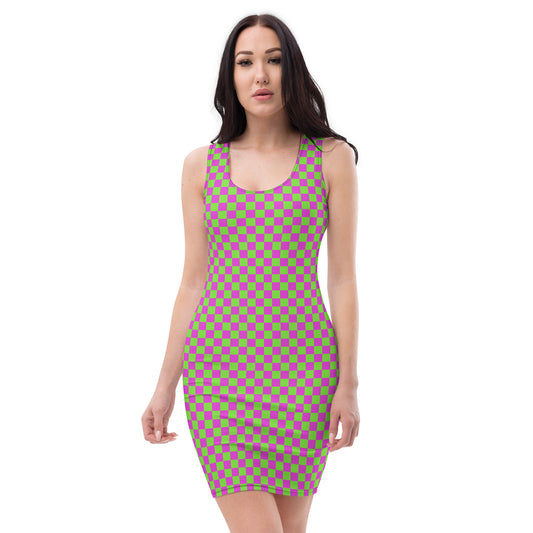 Green & Purple Squared Bodycon dress