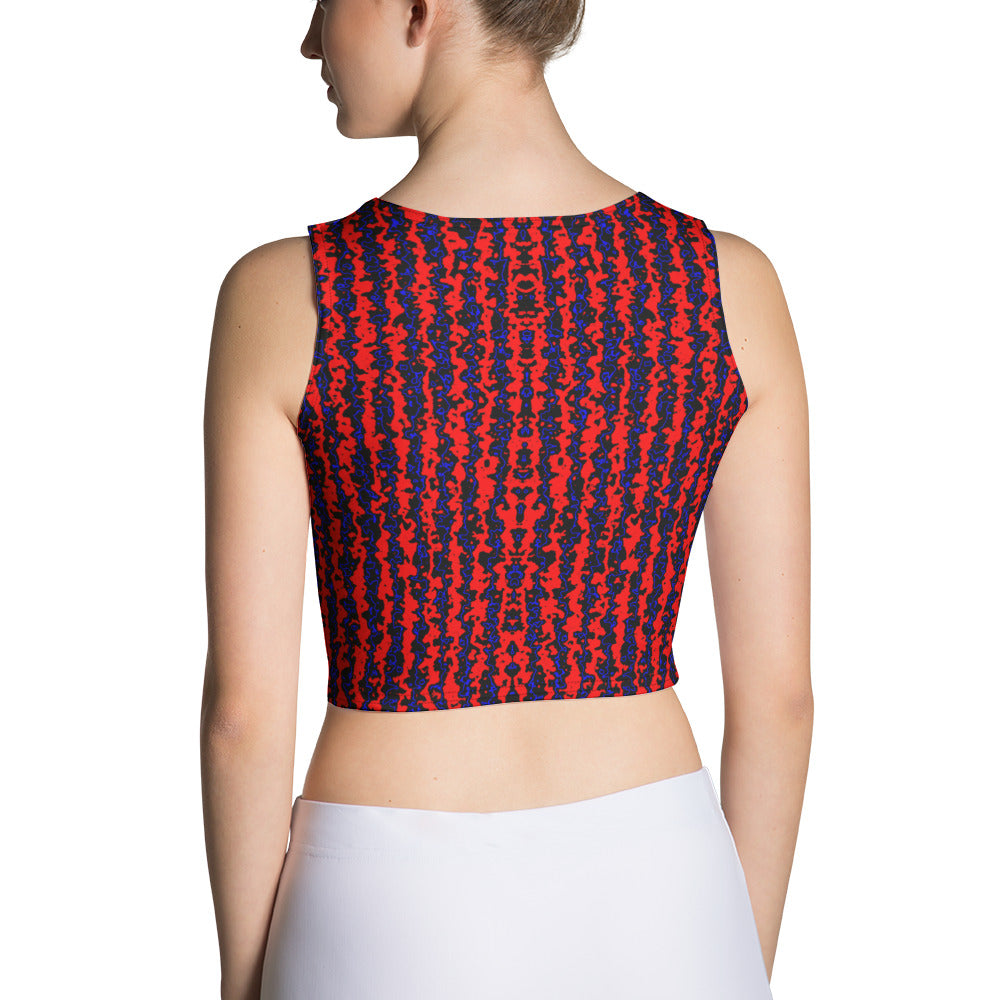 Color Noise Red & Blue & Black Crop Top