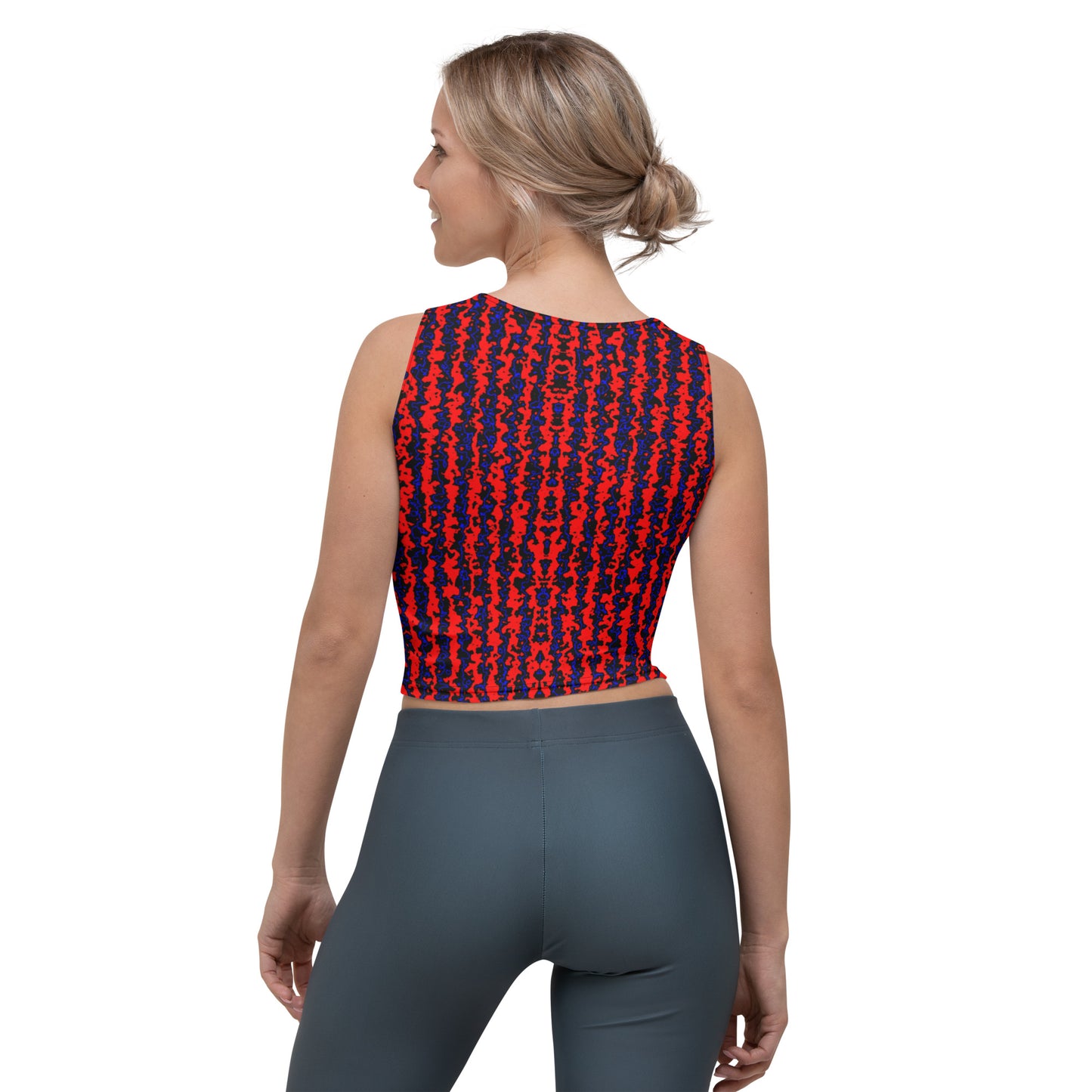 Color Noise Red & Blue & Black Crop Top