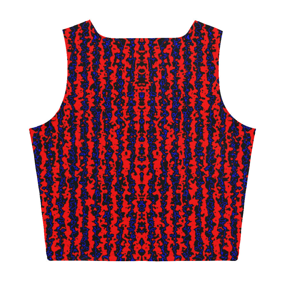 Color Noise Red & Blue & Black Crop Top