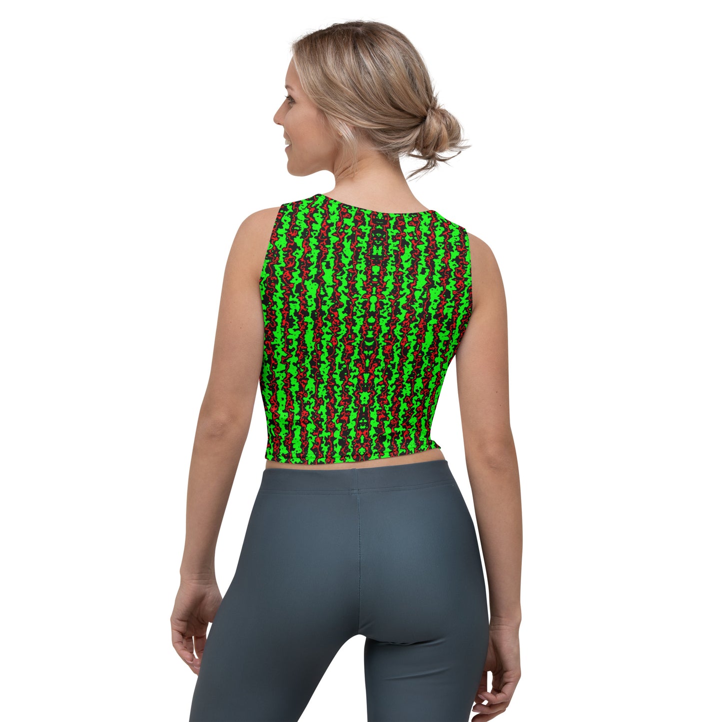 Color Noise Red & Green & Black Crop Top