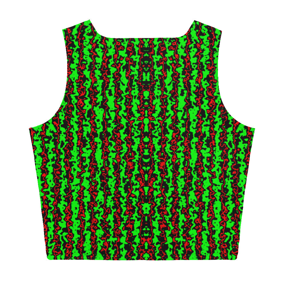 Color Noise Red & Green & Black Crop Top