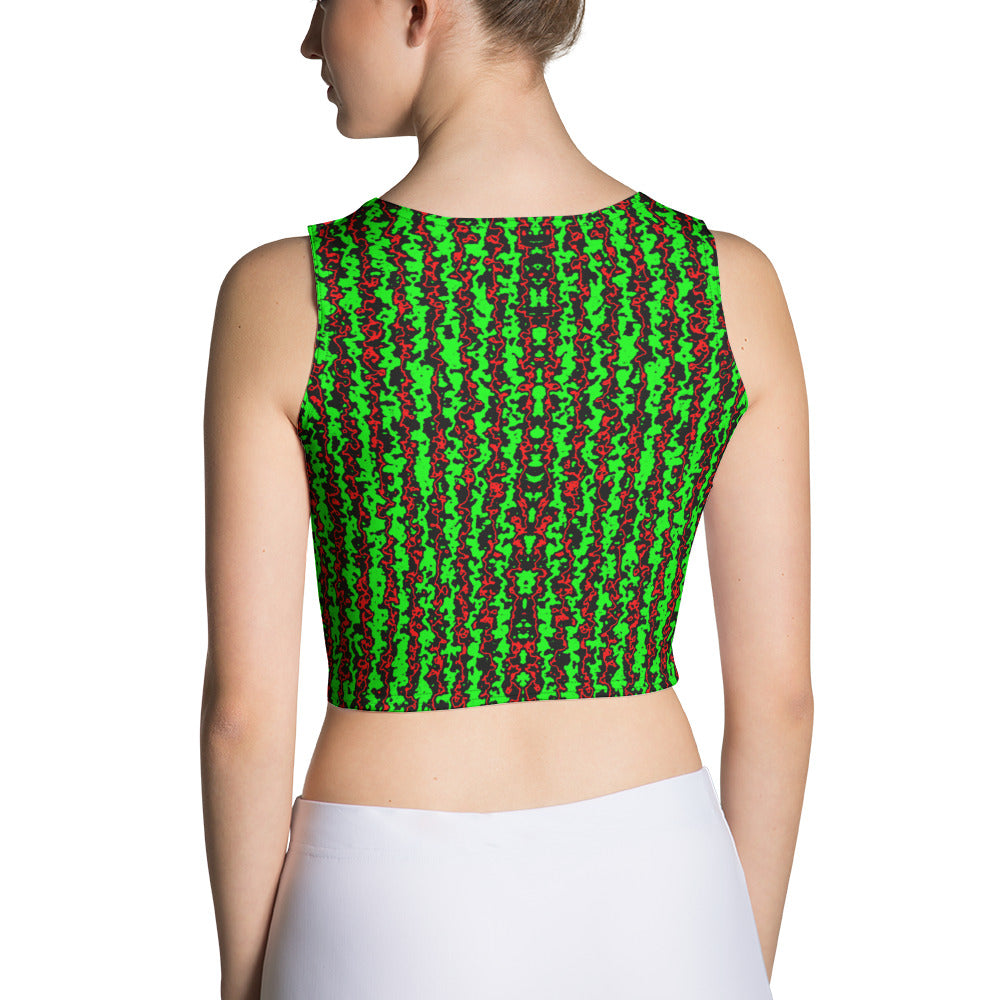 Color Noise Red & Green & Black Crop Top