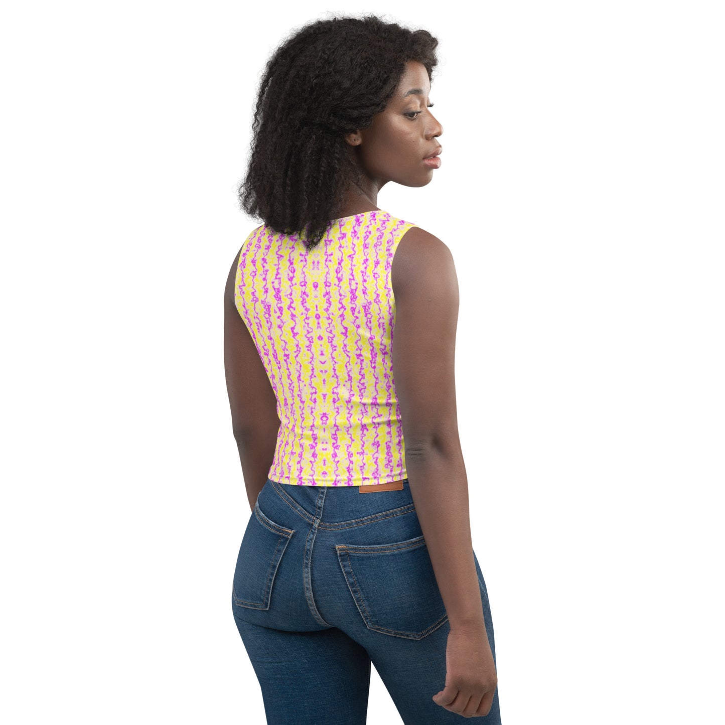 Color Noise Yellow & Purple Crop Top