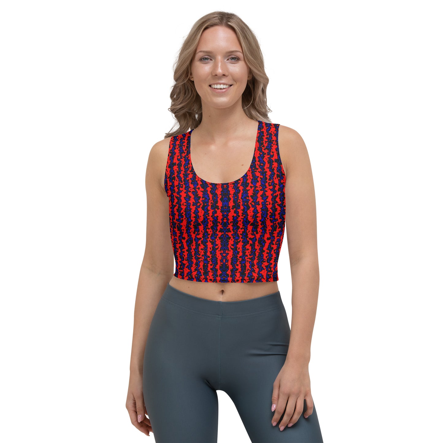 Color Noise Red & Blue & Black Crop Top