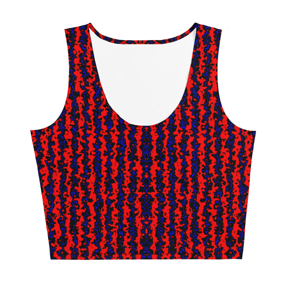 Color Noise Red & Blue & Black Crop Top