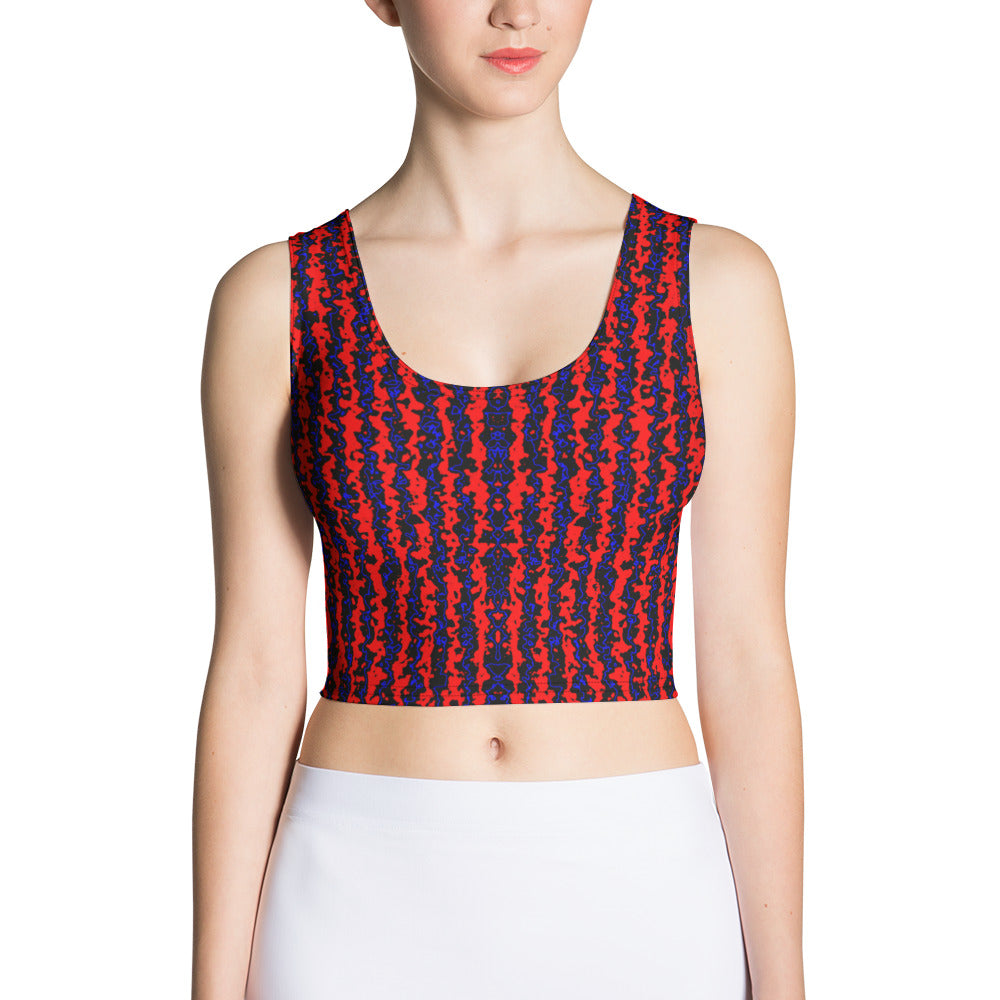 Color Noise Red & Blue & Black Crop Top