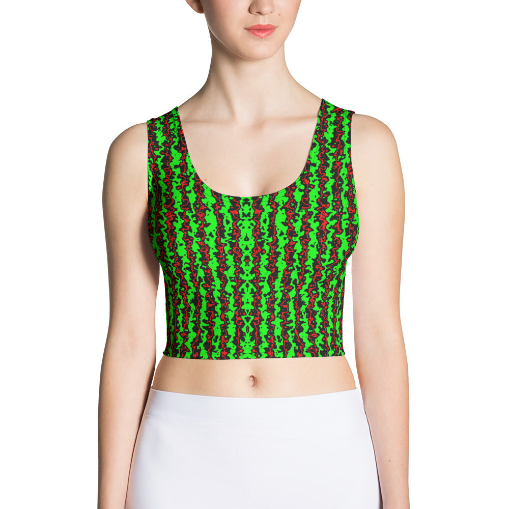 Color Noise Red & Green & Black Crop Top