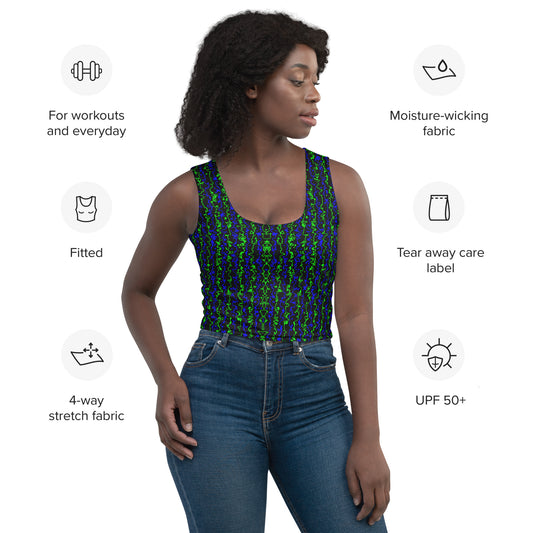 Color Noise Green & Blue & Black Crop Top