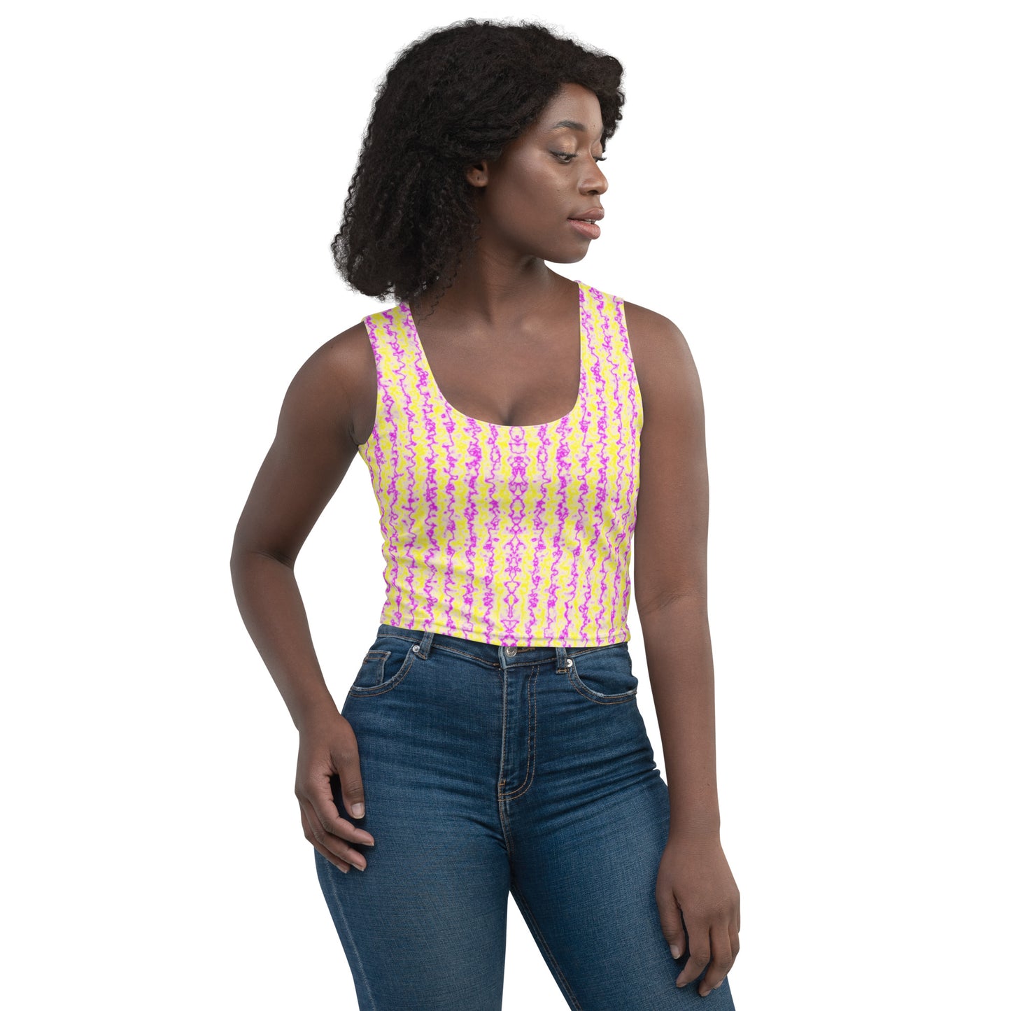 Color Noise Yellow & Purple Crop Top