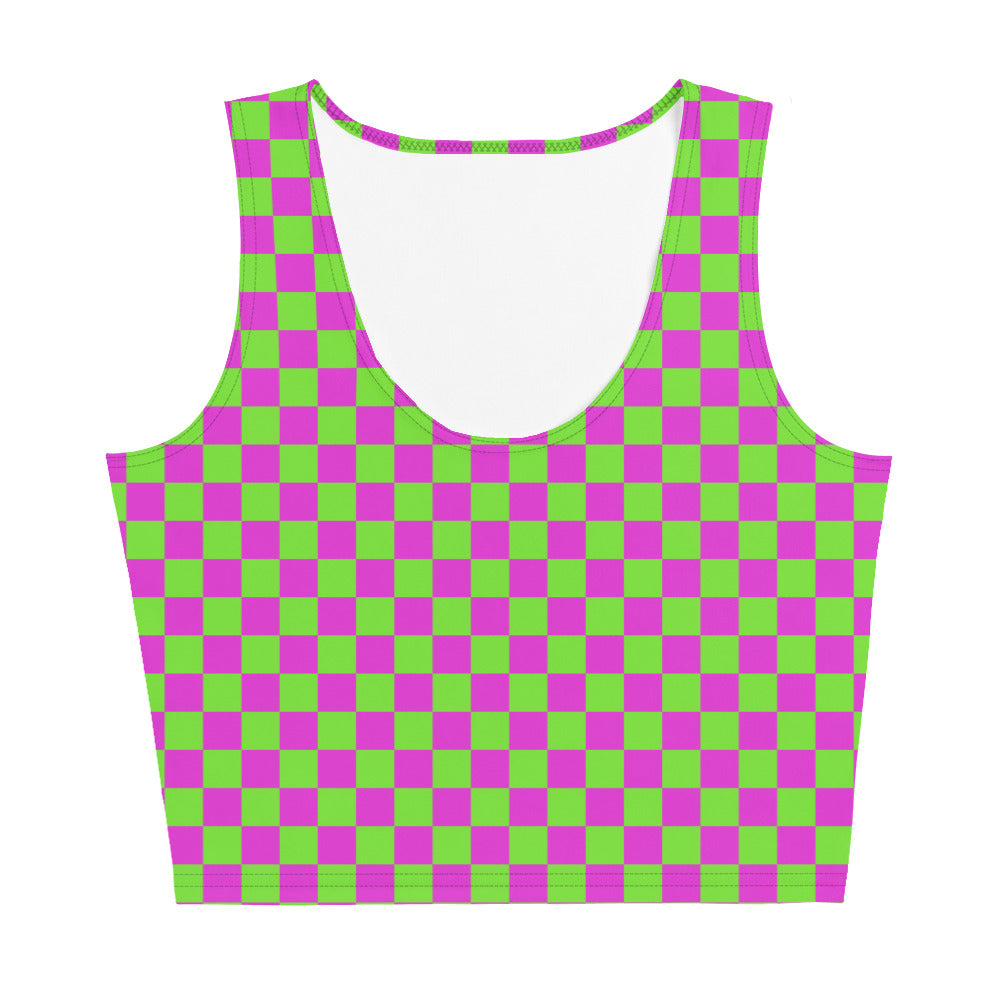 Green & Purple Squared Crop Top