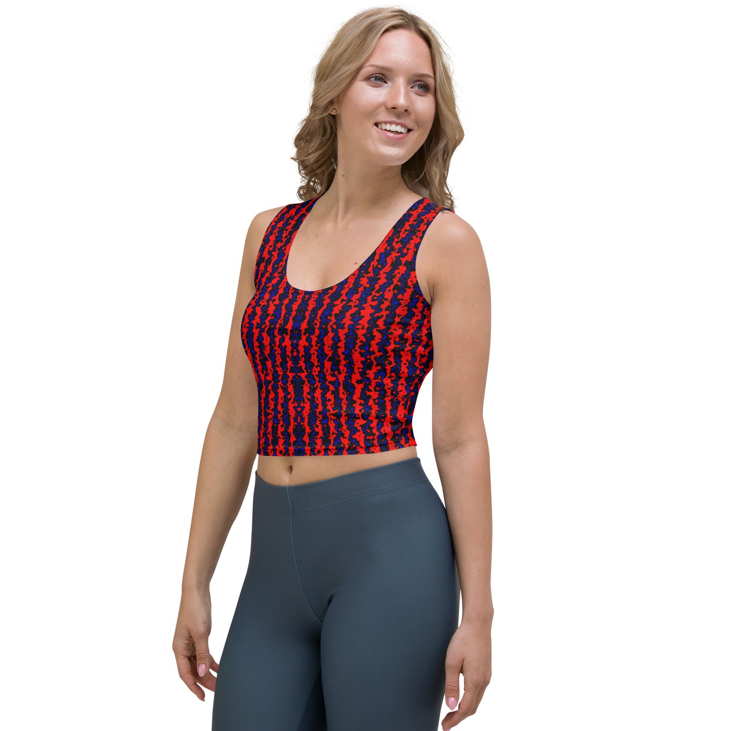 Color Noise Red & Blue & Black Crop Top