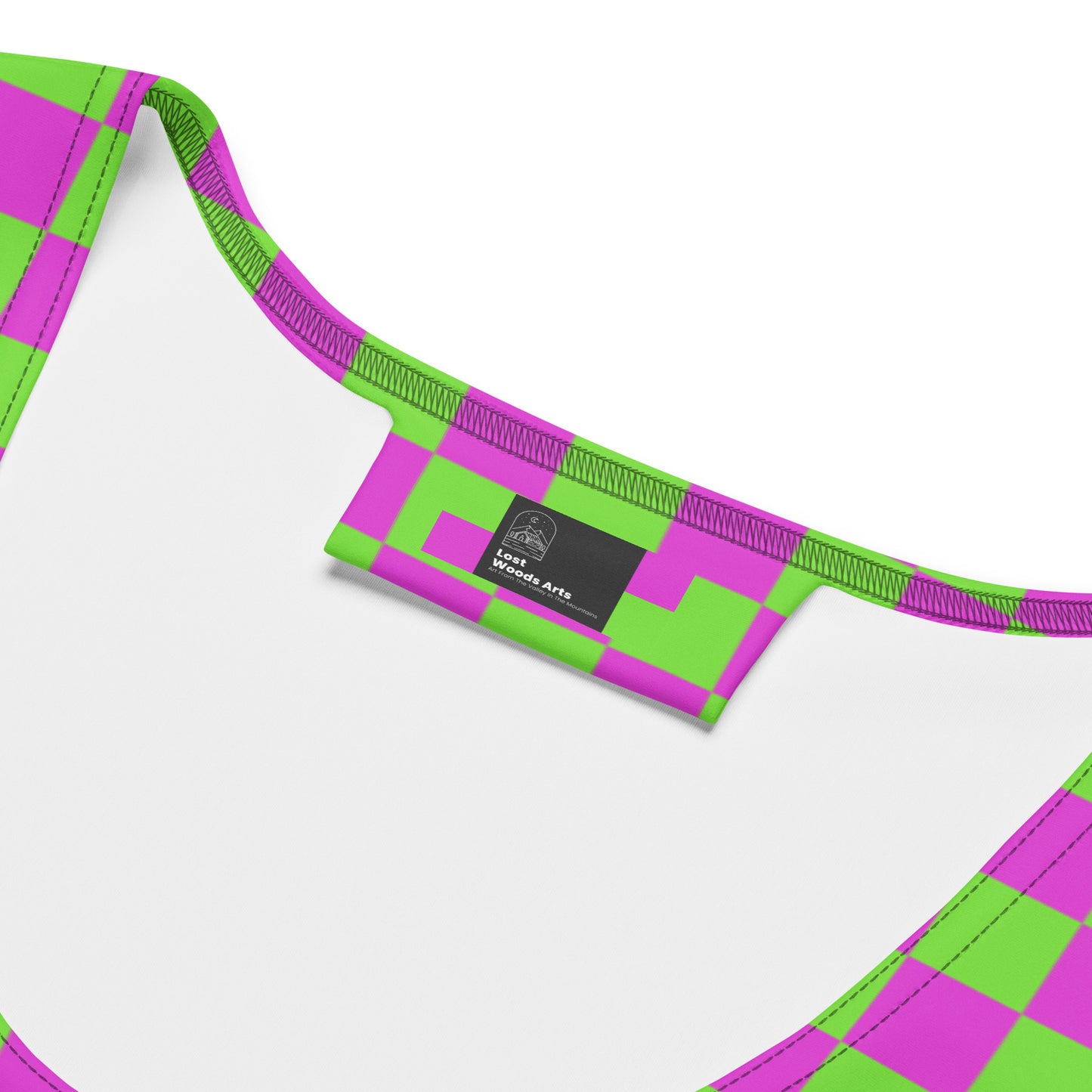 Green & Purple Squared Crop Top