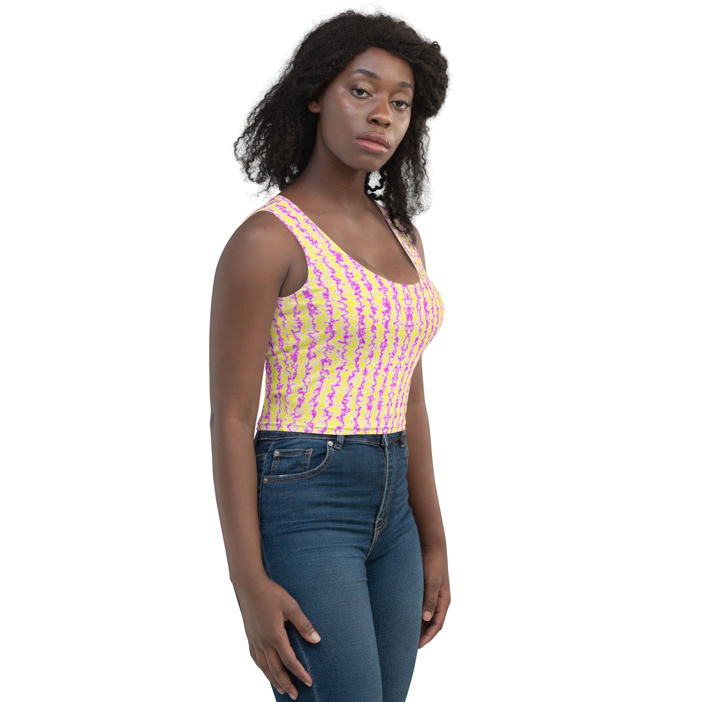 Color Noise Yellow & Purple Crop Top