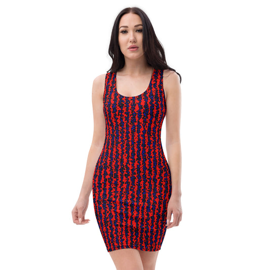 Color Noise Red & Blue & Black Sublimation Cut & Sew Dress