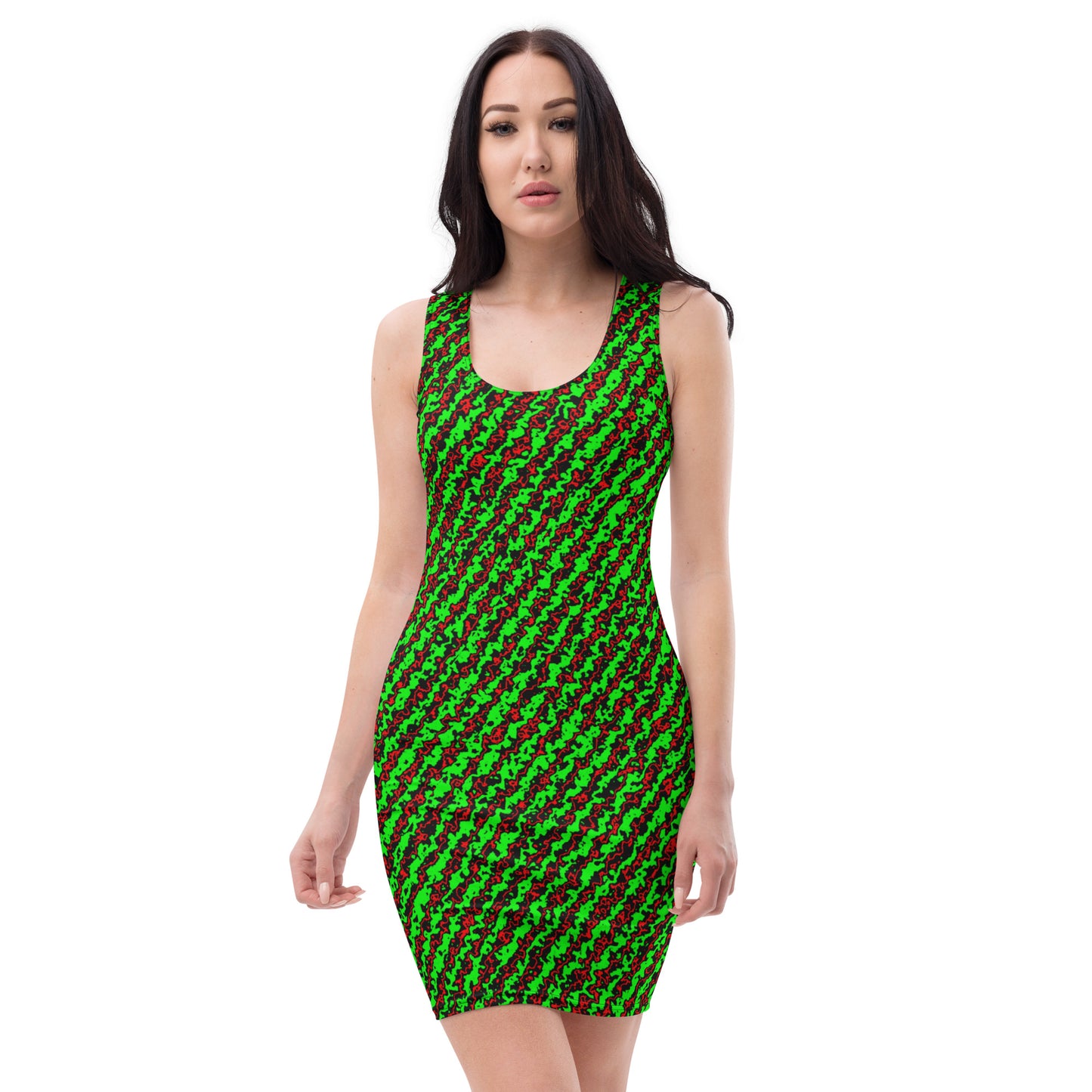 Color Noise Green & Red & Black Pattern 2 Sublimation Cut & Sew Dress