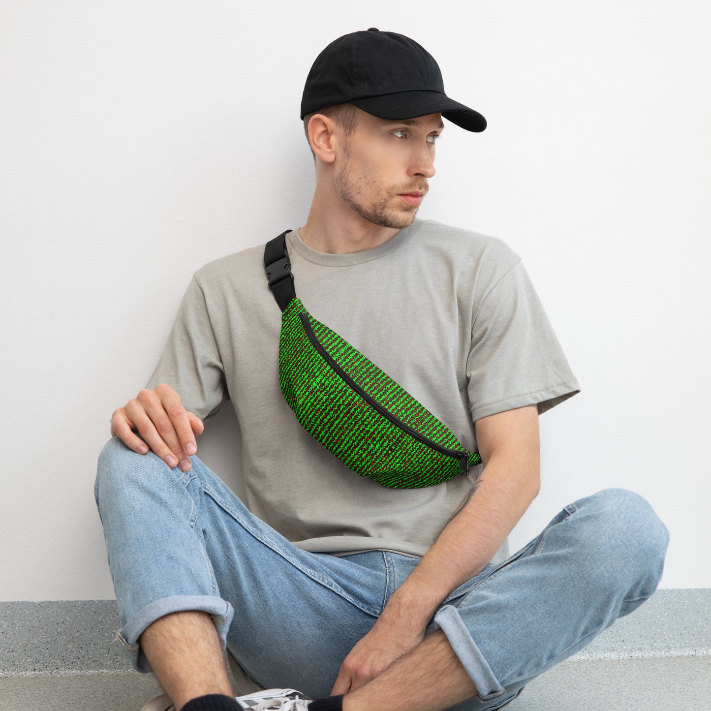 Color Noise Green & Red & Black Fanny Pack