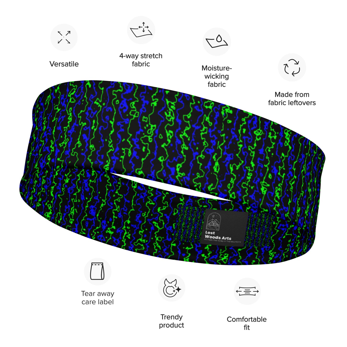 Color Noise Green & Blue & Black Headband