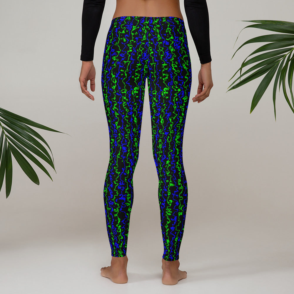 Color Noise Green & Blue & Black Leggings