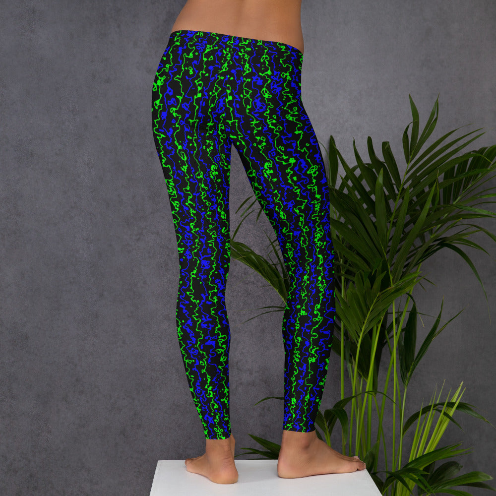 Color Noise Green & Blue & Black Leggings