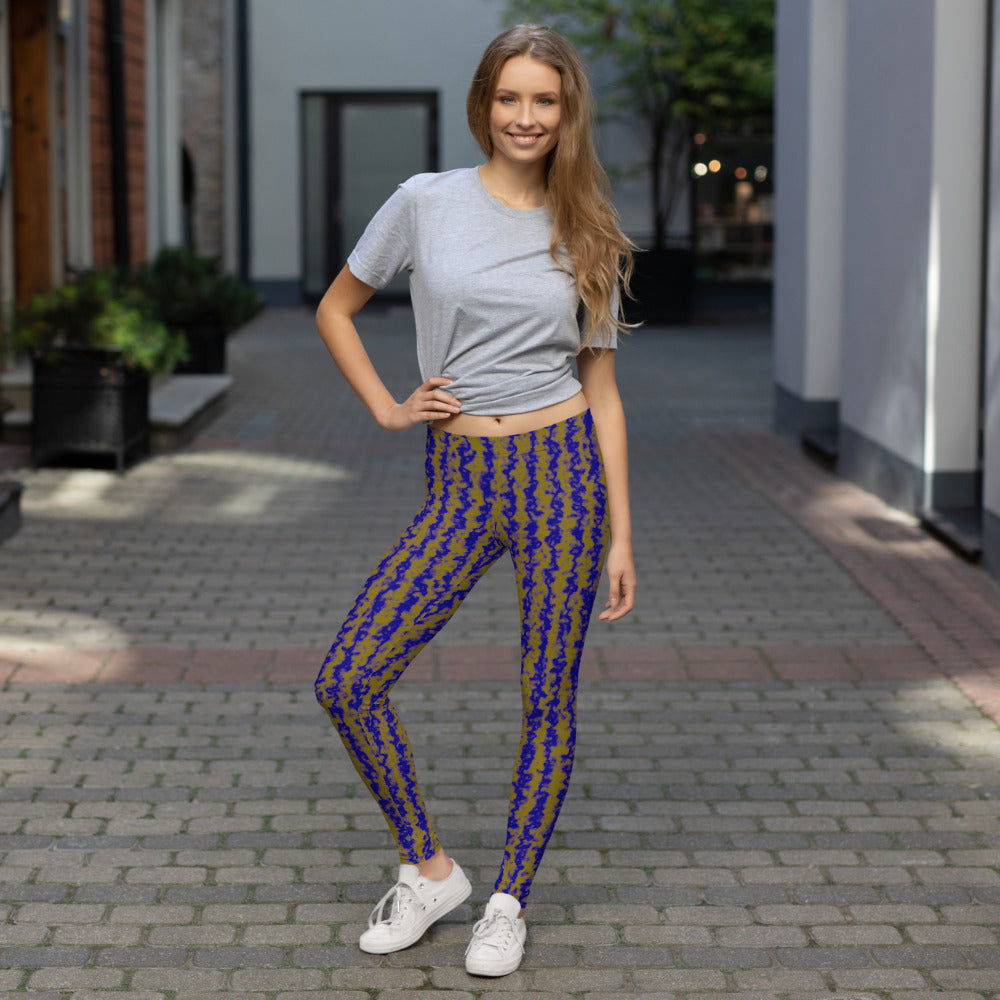 Color Noise Light Yellow & Blue Leggings