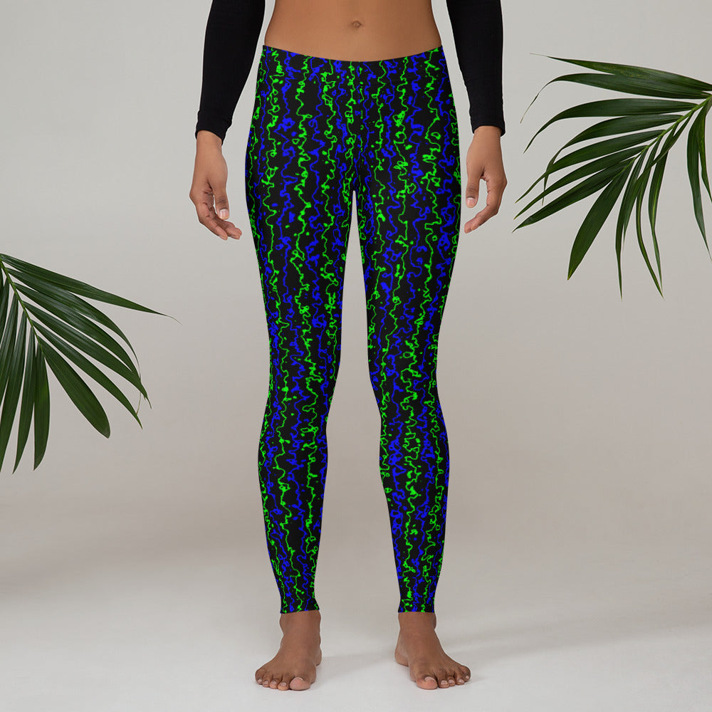 Color Noise Green & Blue & Black Leggings