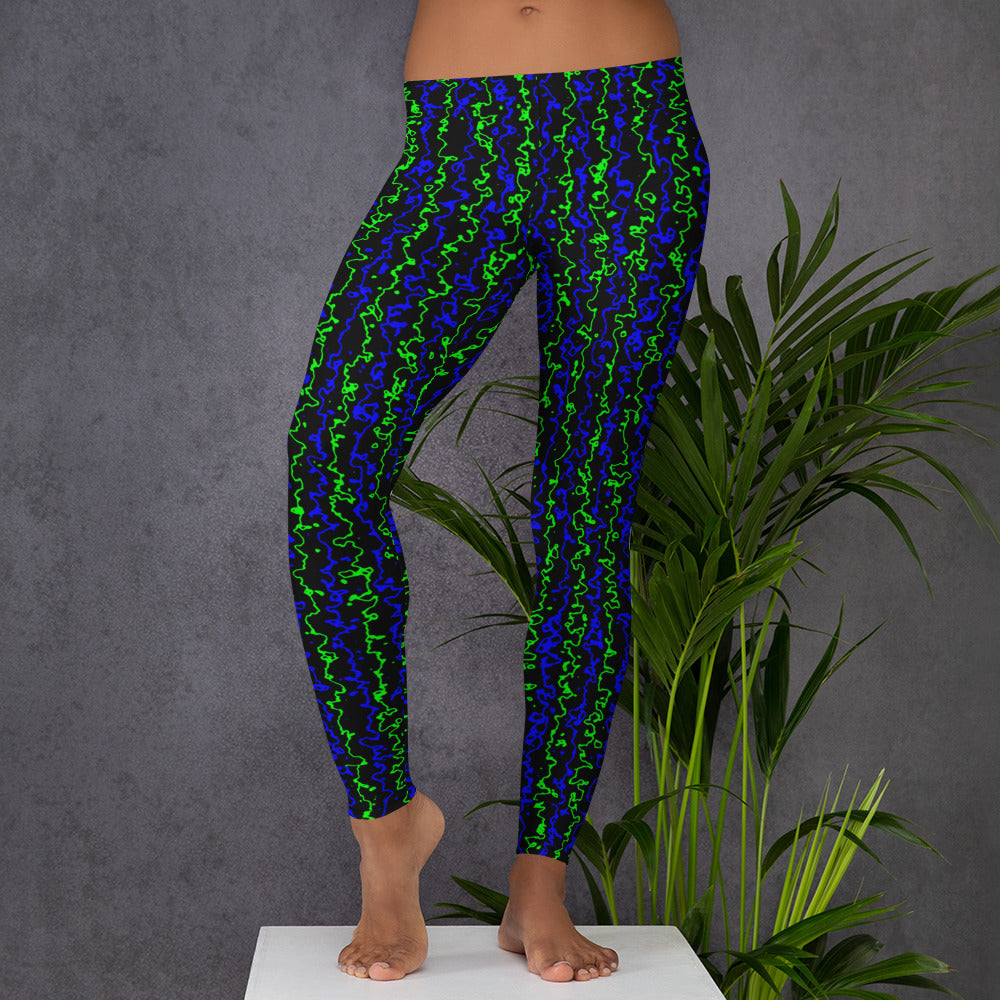 Color Noise Green & Blue & Black Leggings