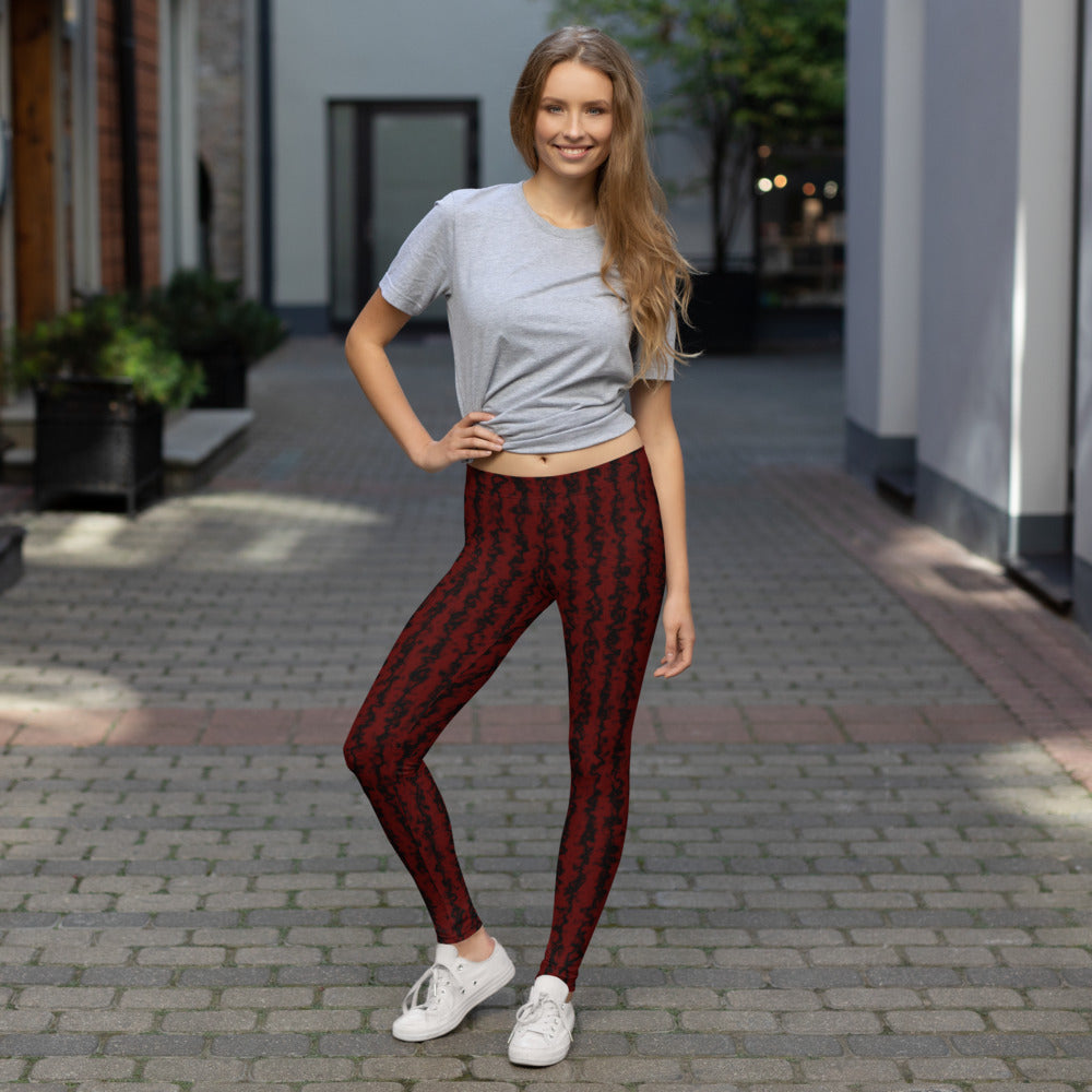 Color Noise Red & Black Leggings