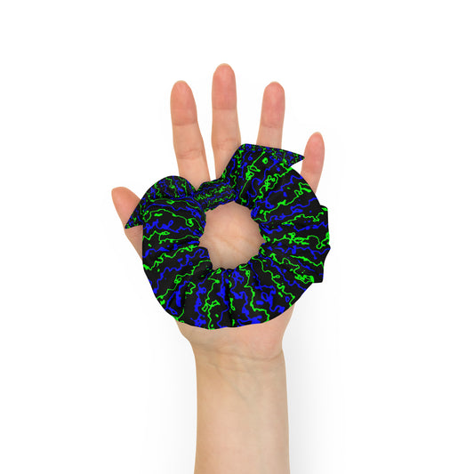 Color Noise Blue & Green & Black Recycled Scrunchie