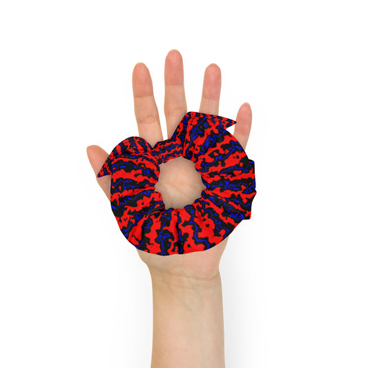 Color Noise Red & Blue & Black Recycled Scrunchie