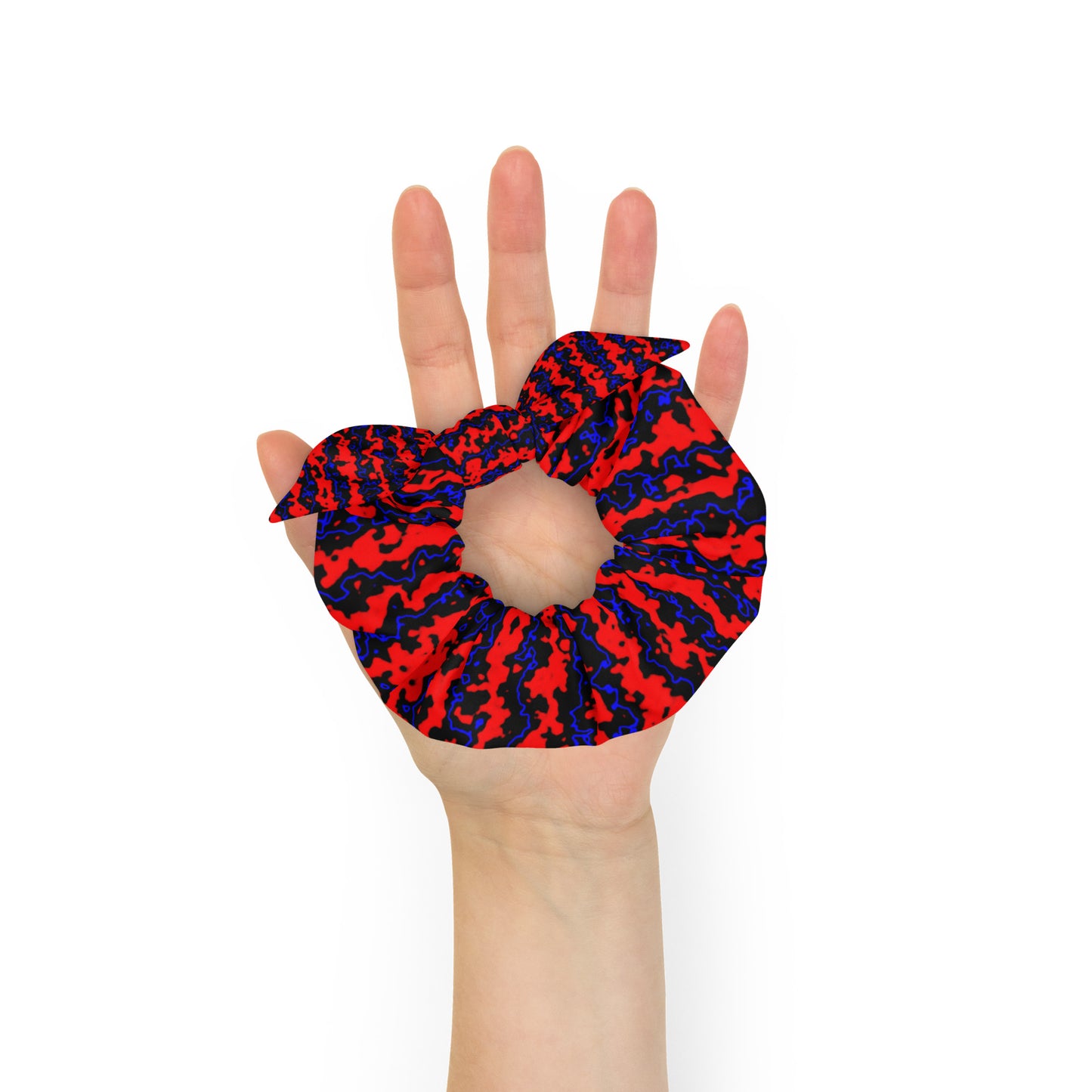 Color Noise Red & Blue & Black Recycled Scrunchie