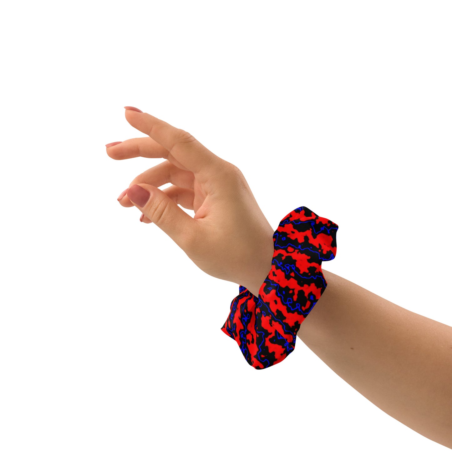 Color Noise Red & Blue & Black Recycled Scrunchie