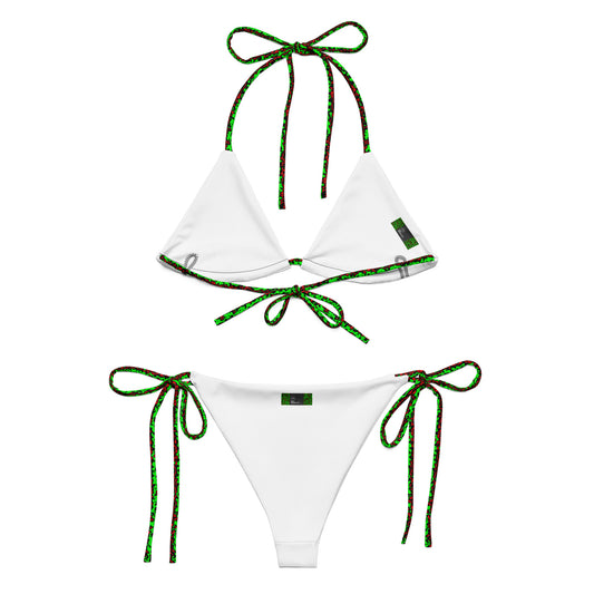 Color Noise Green & Red & Black recycled string bikini