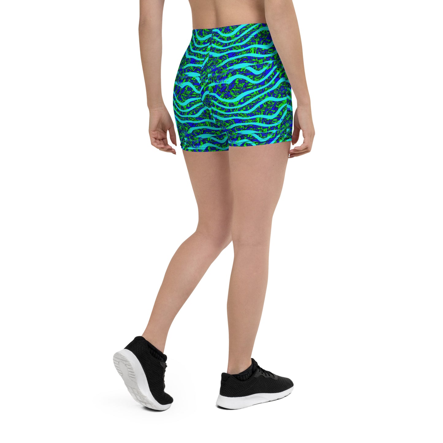 Green Blue Over Top Wave Shorts