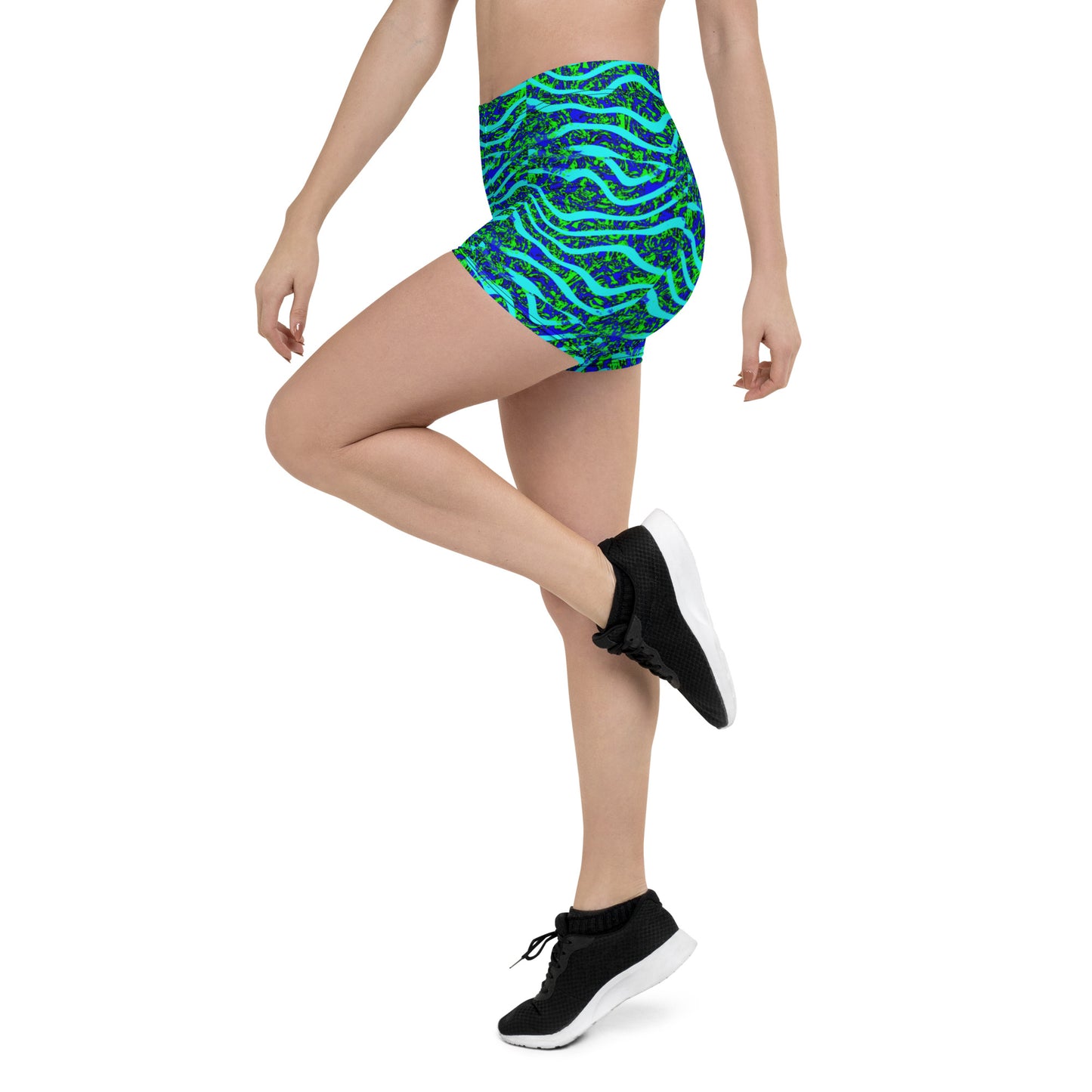 Green Blue Over Top Wave Shorts