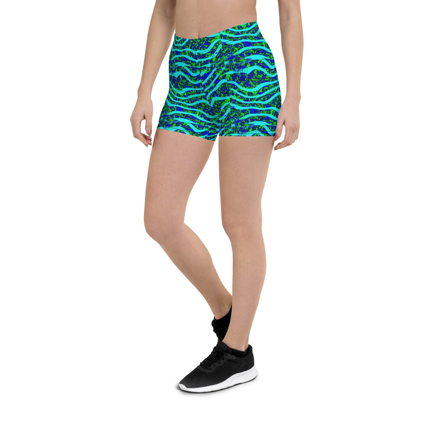 Green Blue Over Top Wave Shorts